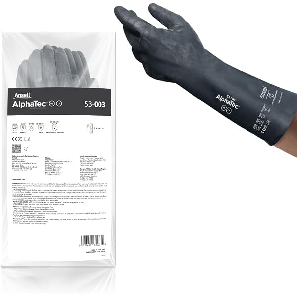 Ansell AlphaTec 53-002 Chemical-Resistant Neoprene Gloves, L, 1